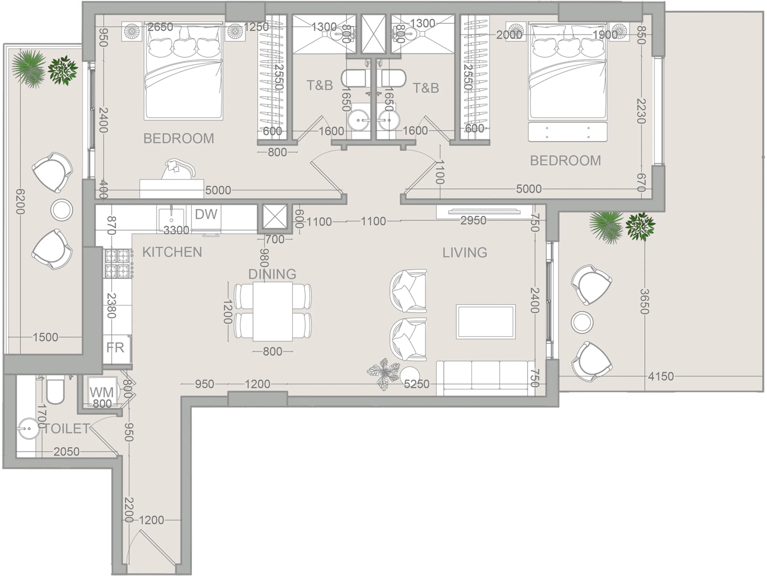2 bedroom layout