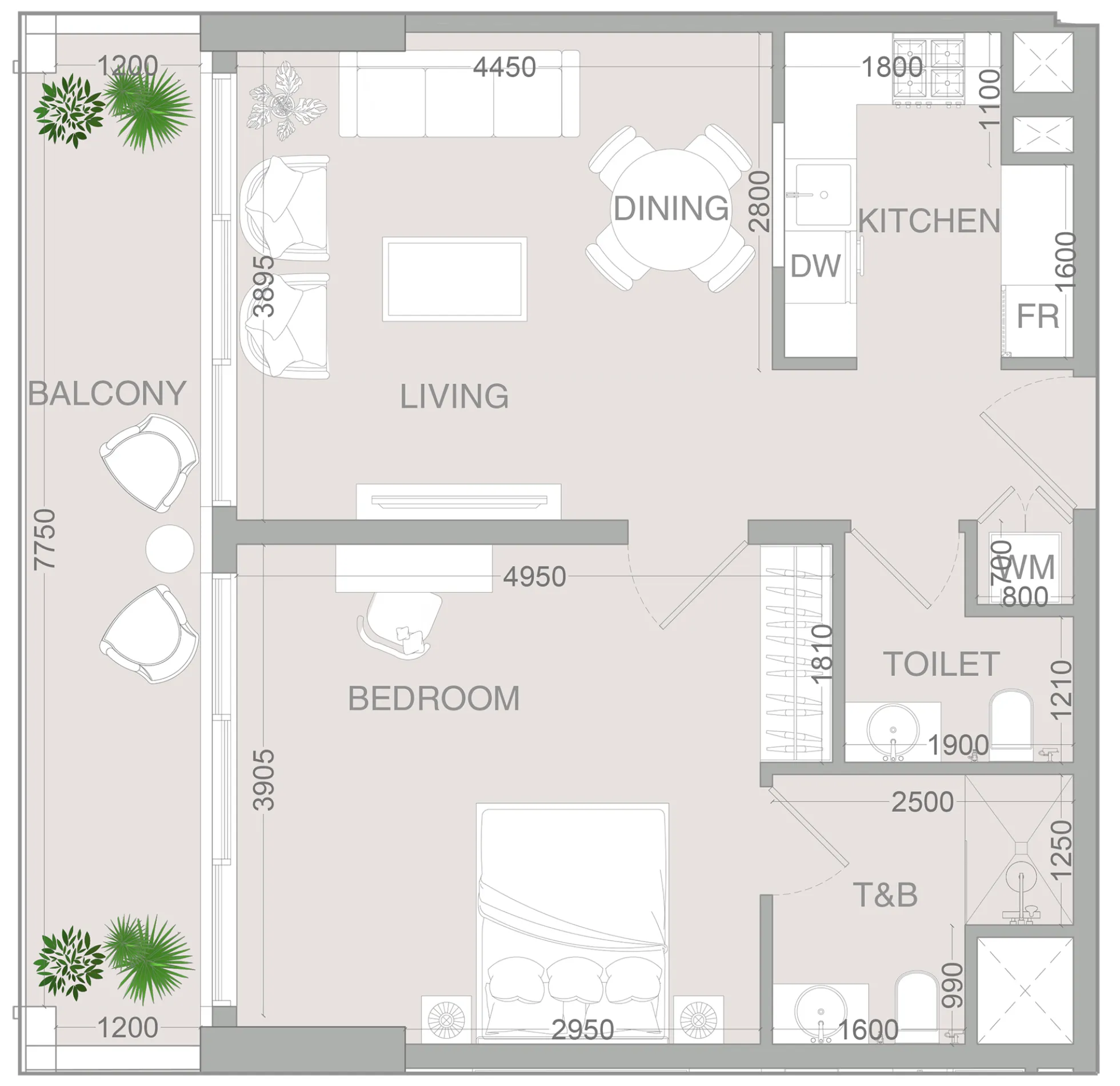 1 bedroom layout