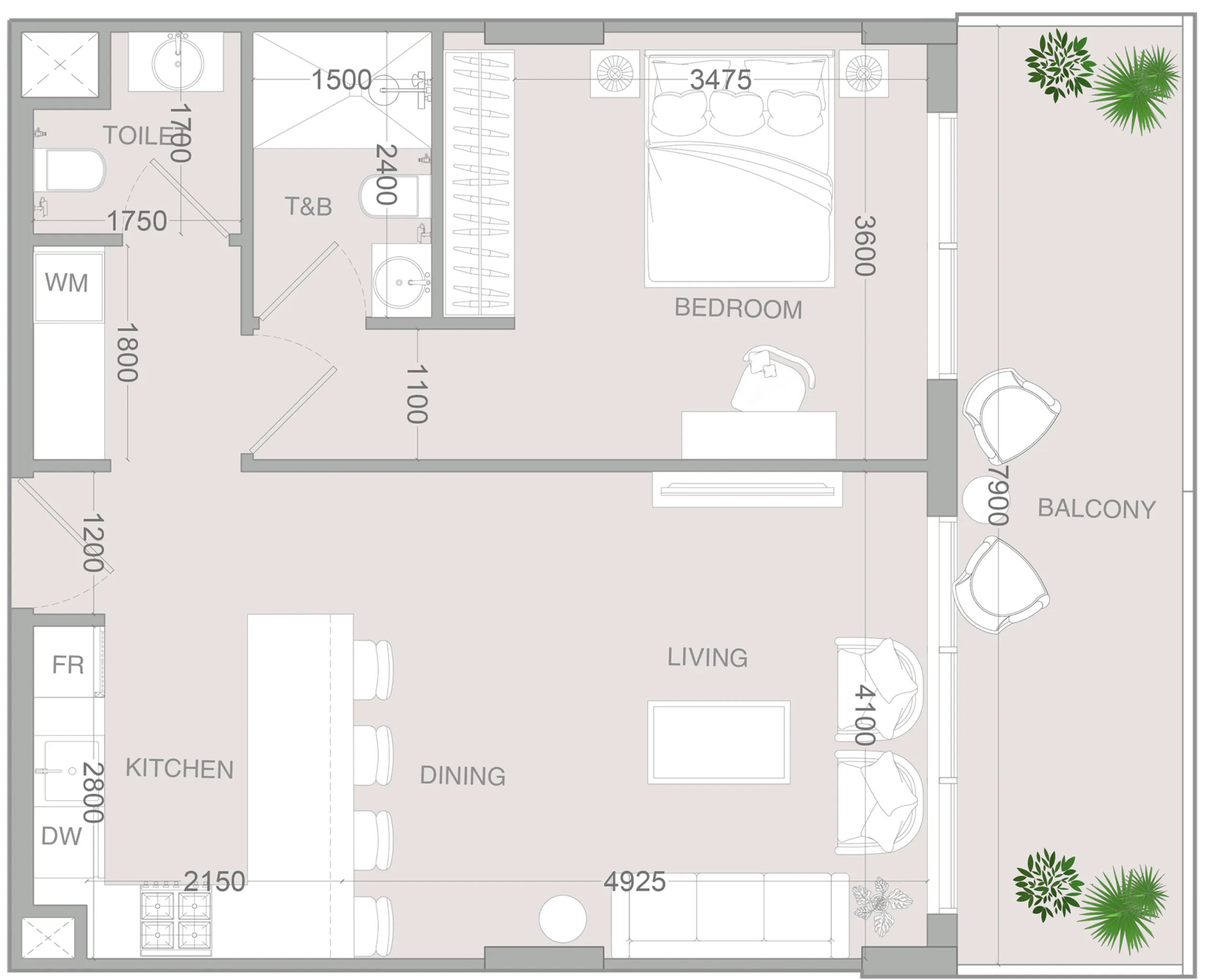 1 bedroom layout