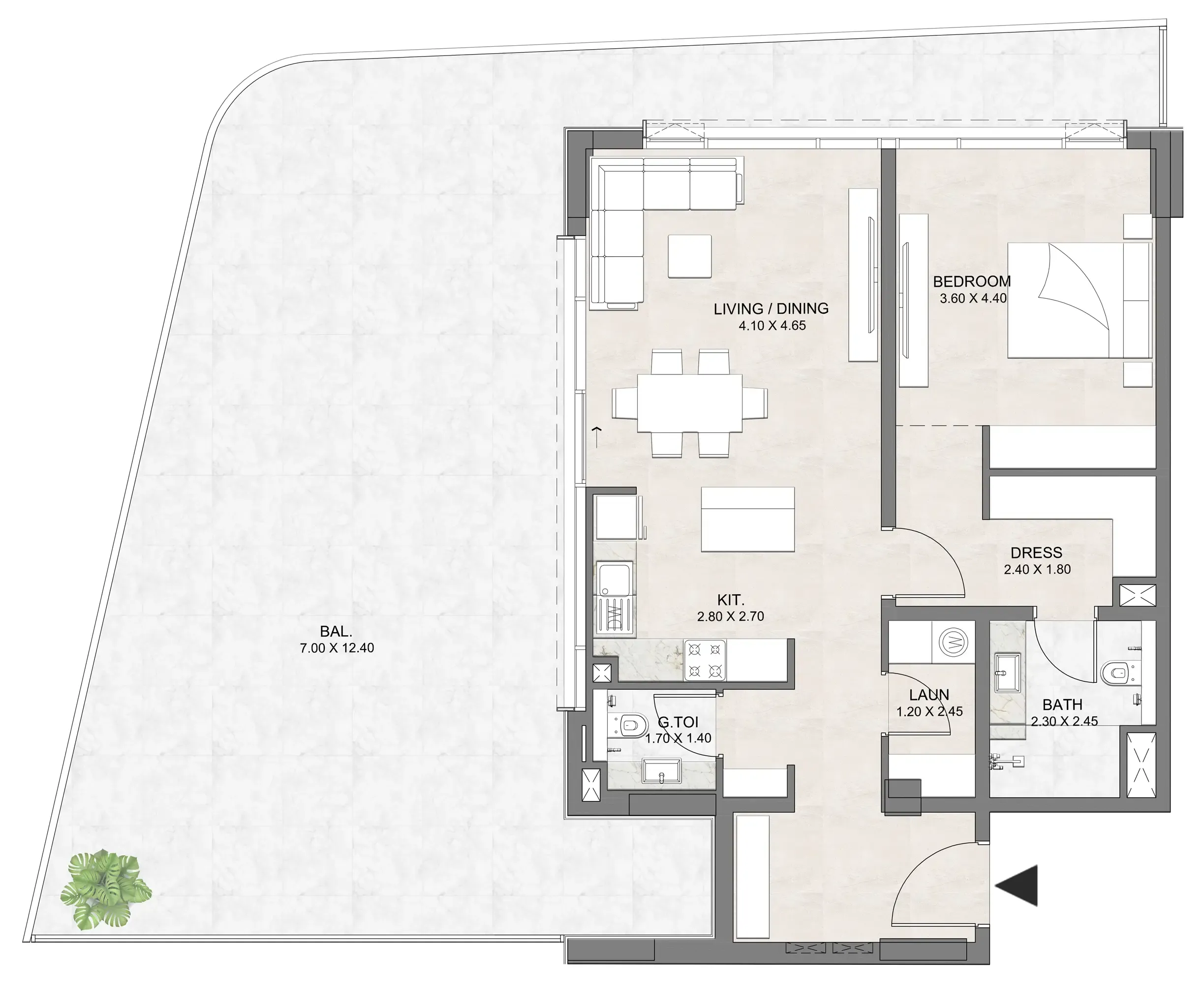 1 bedroom layout