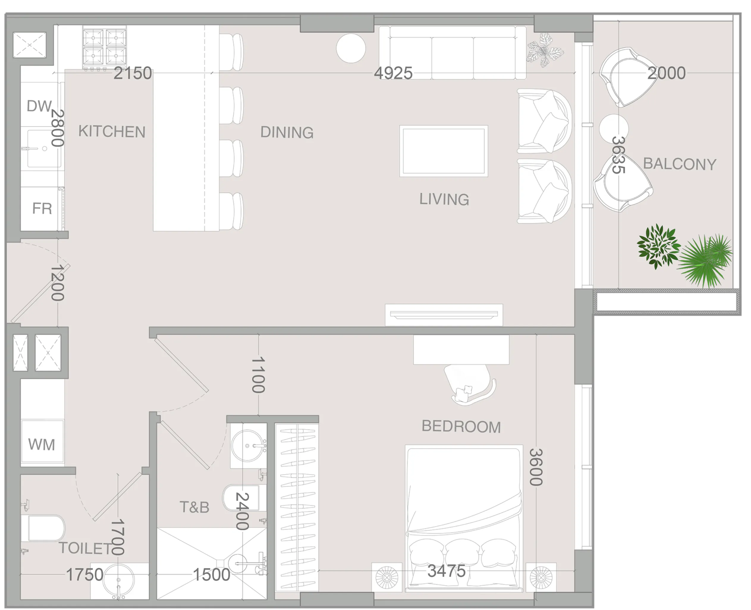 1 bedroom layout