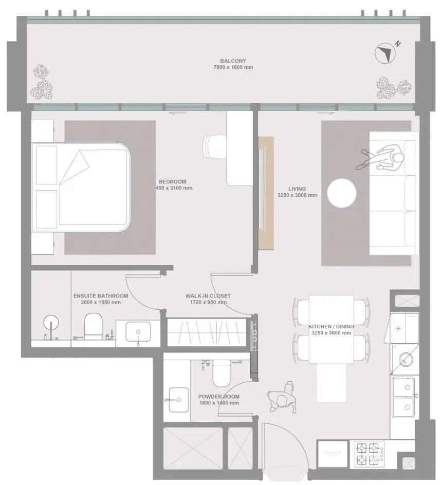 1 bedroom layout