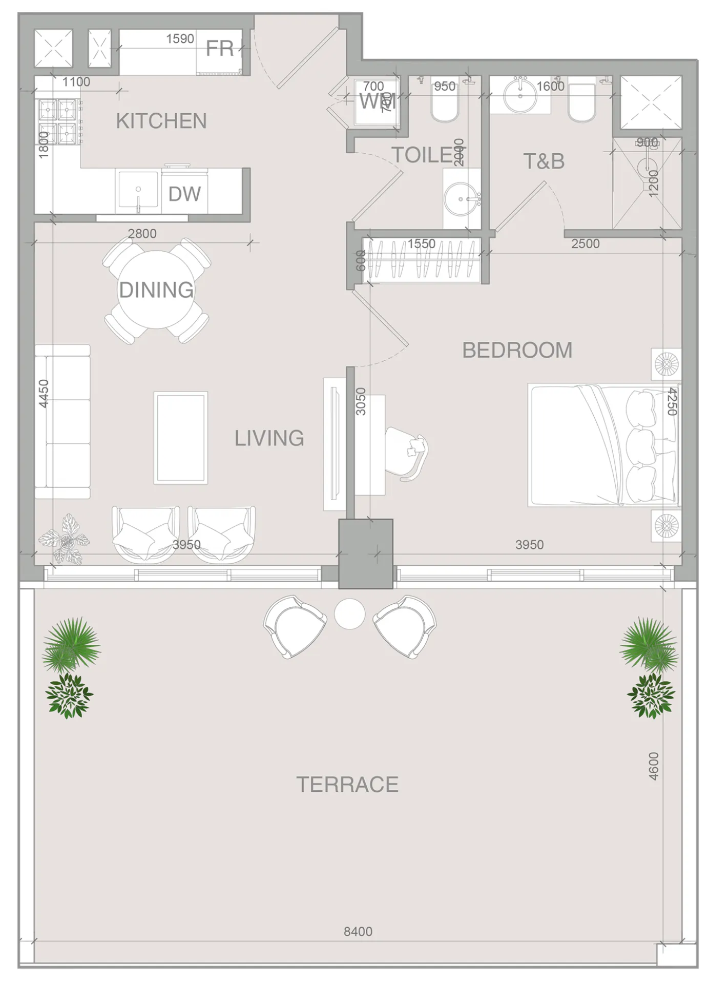 1 bedroom layout