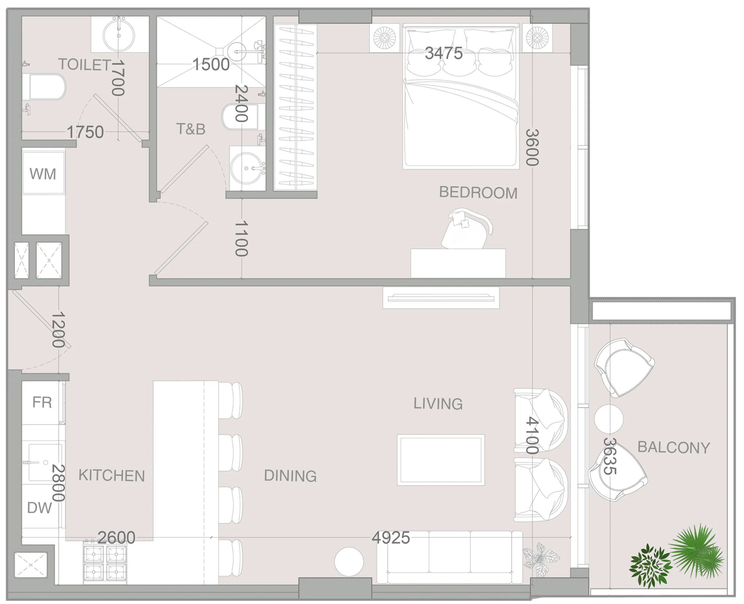1 bedroom layout