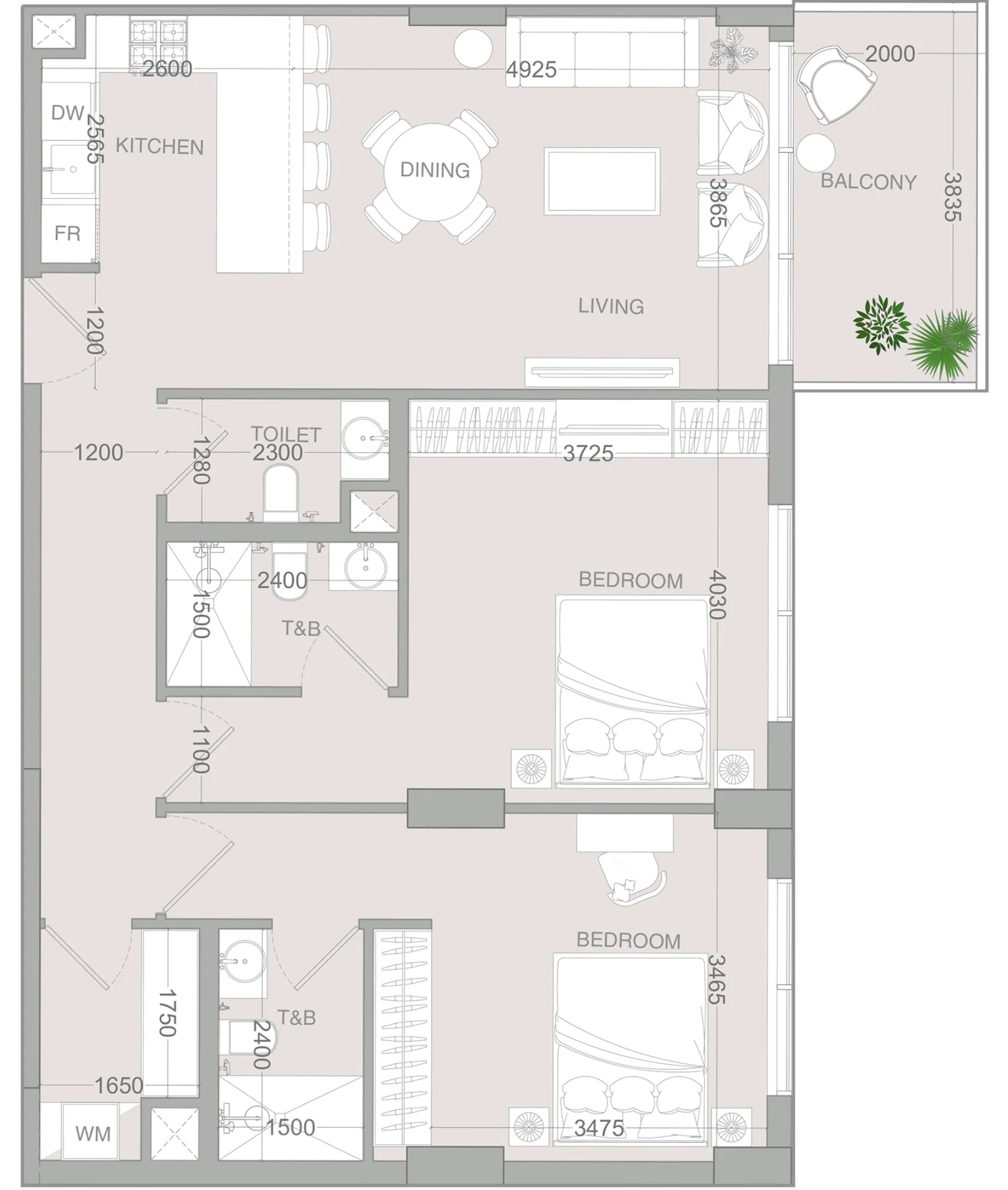 2 bedroom layout
