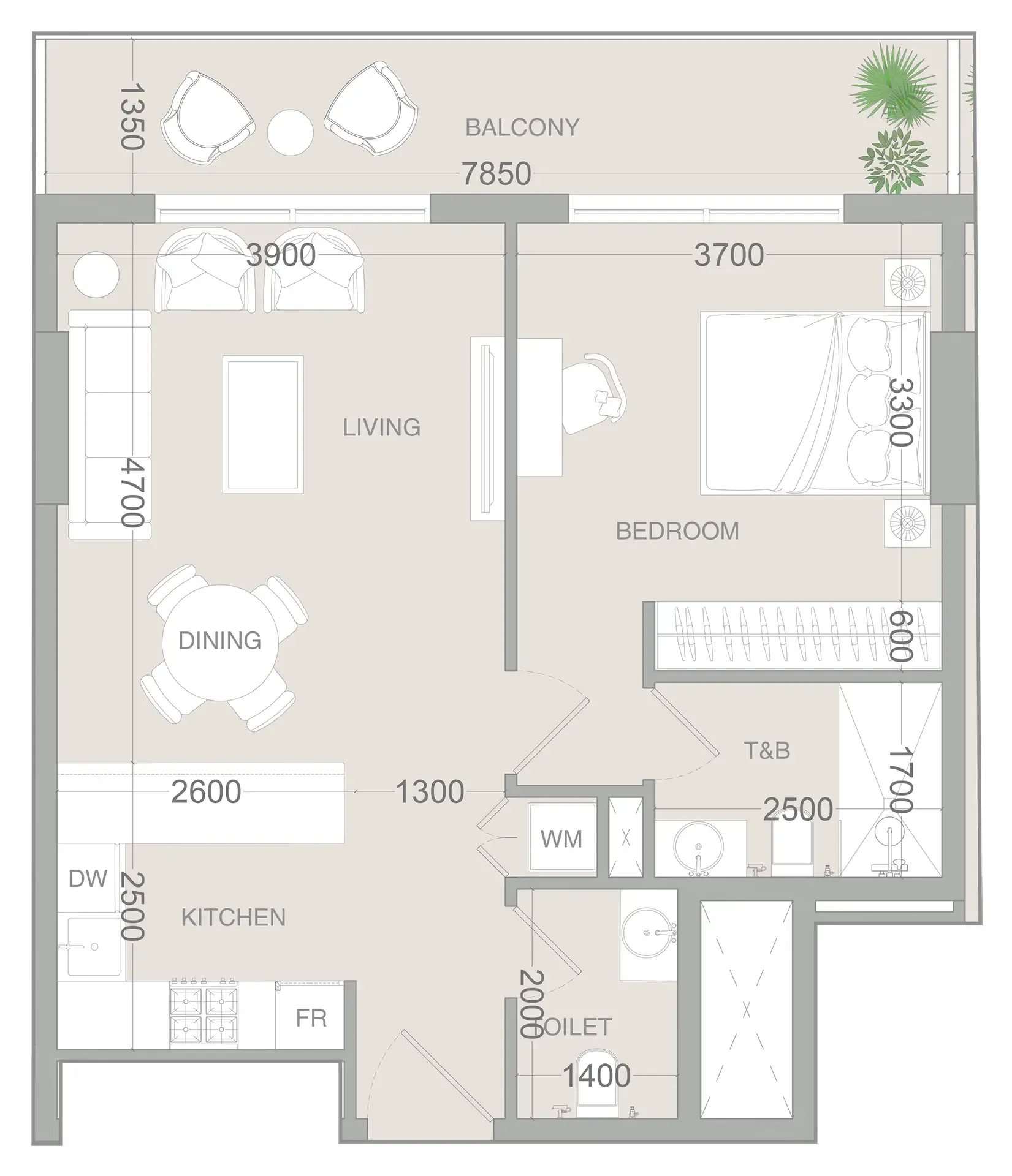 1 bedroom layout