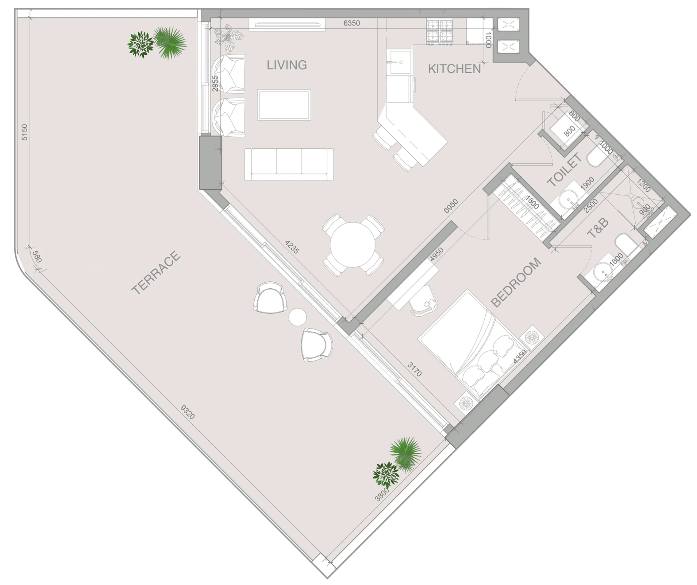 1 bedroom layout