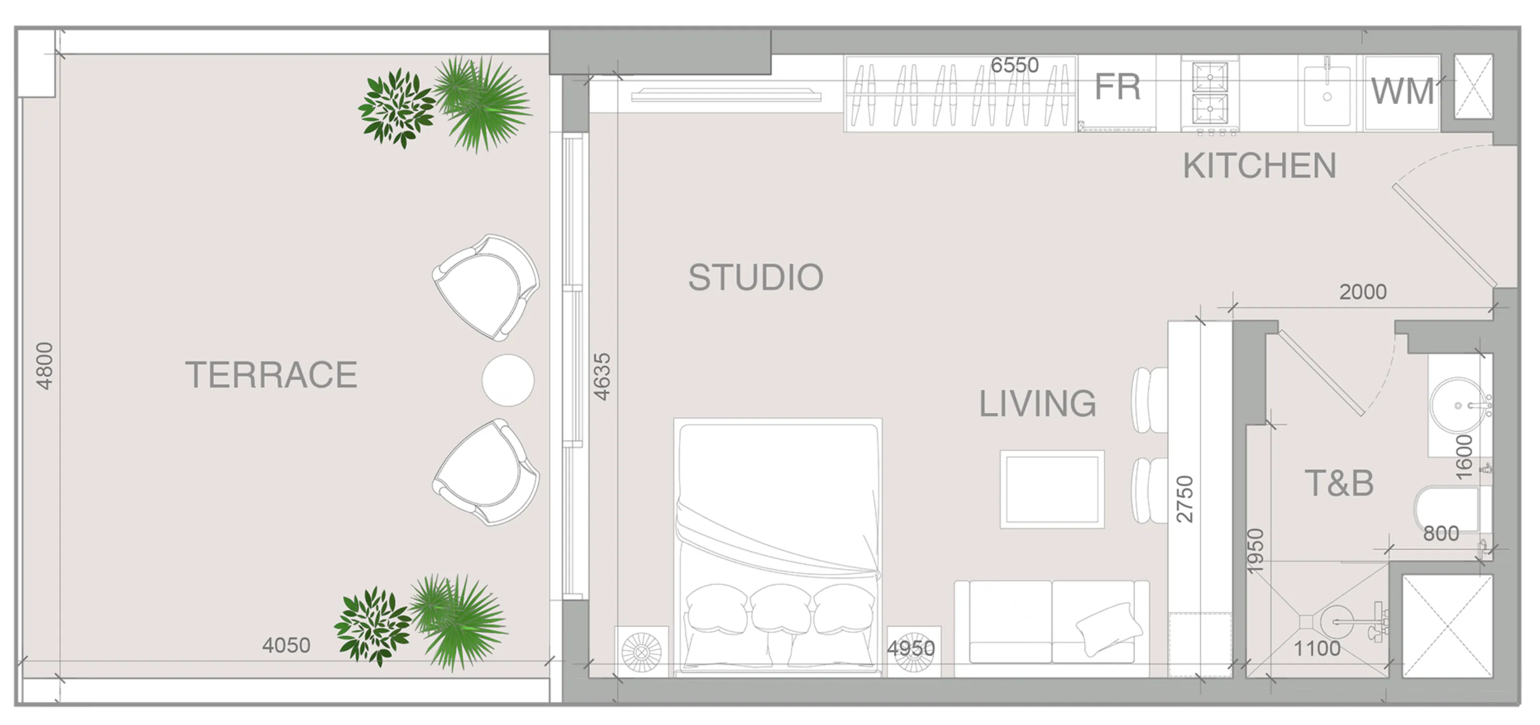 0 bedroom layout