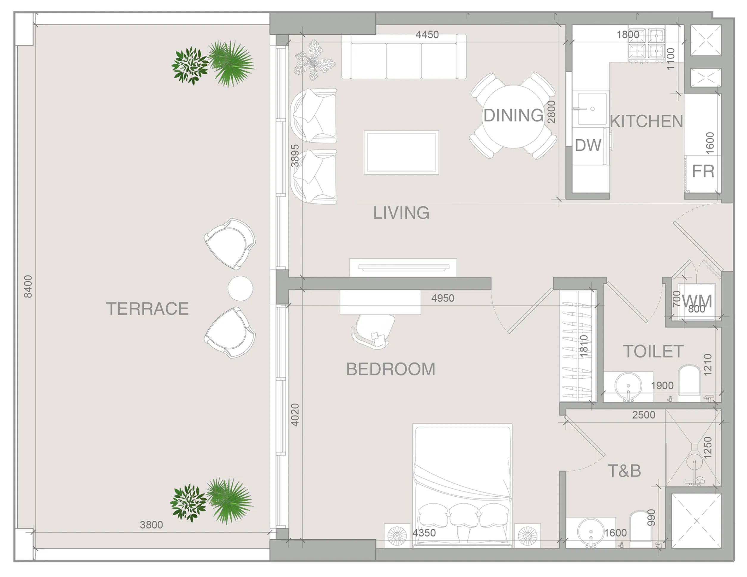 1 bedroom layout