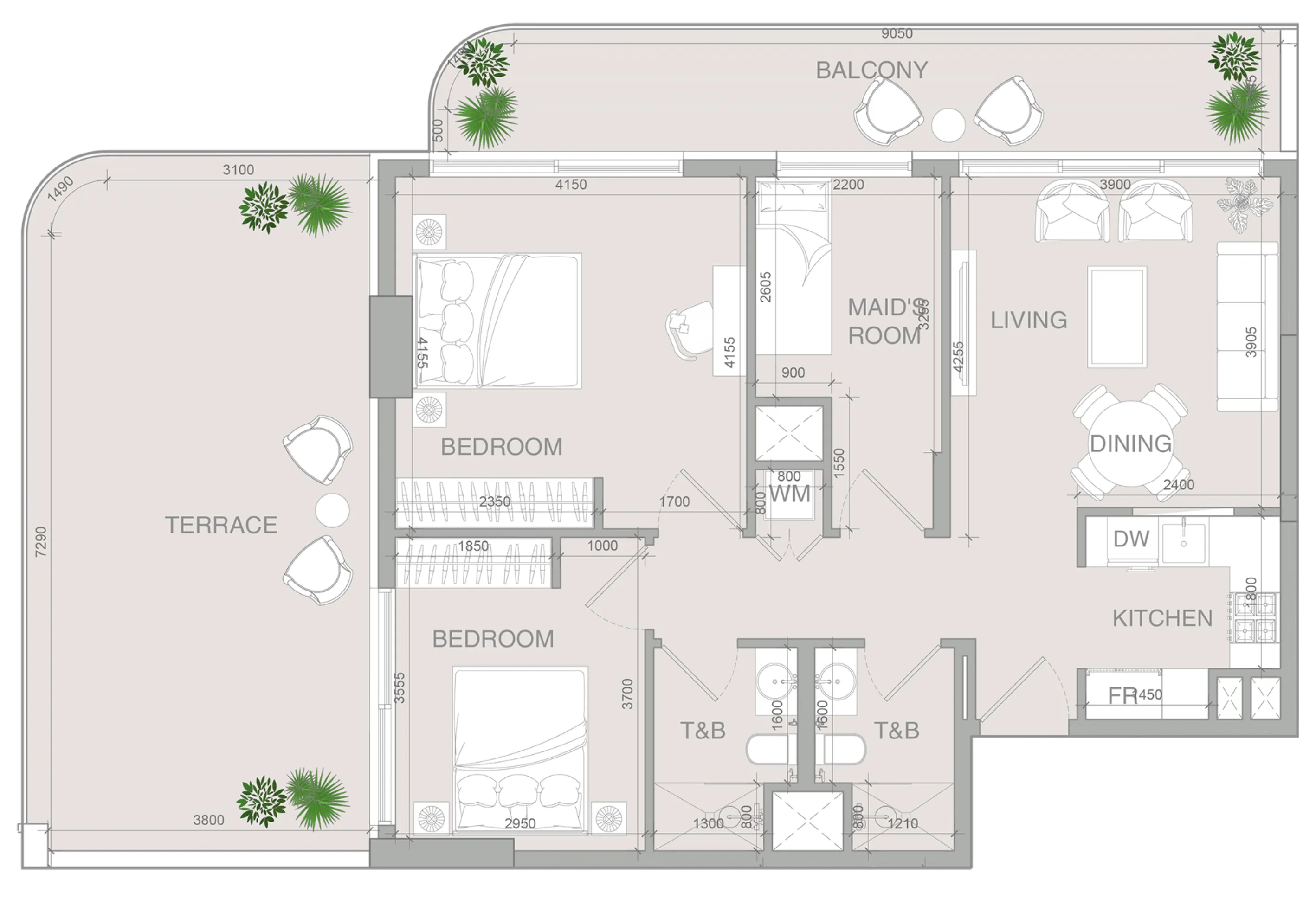 2 bedroom layout