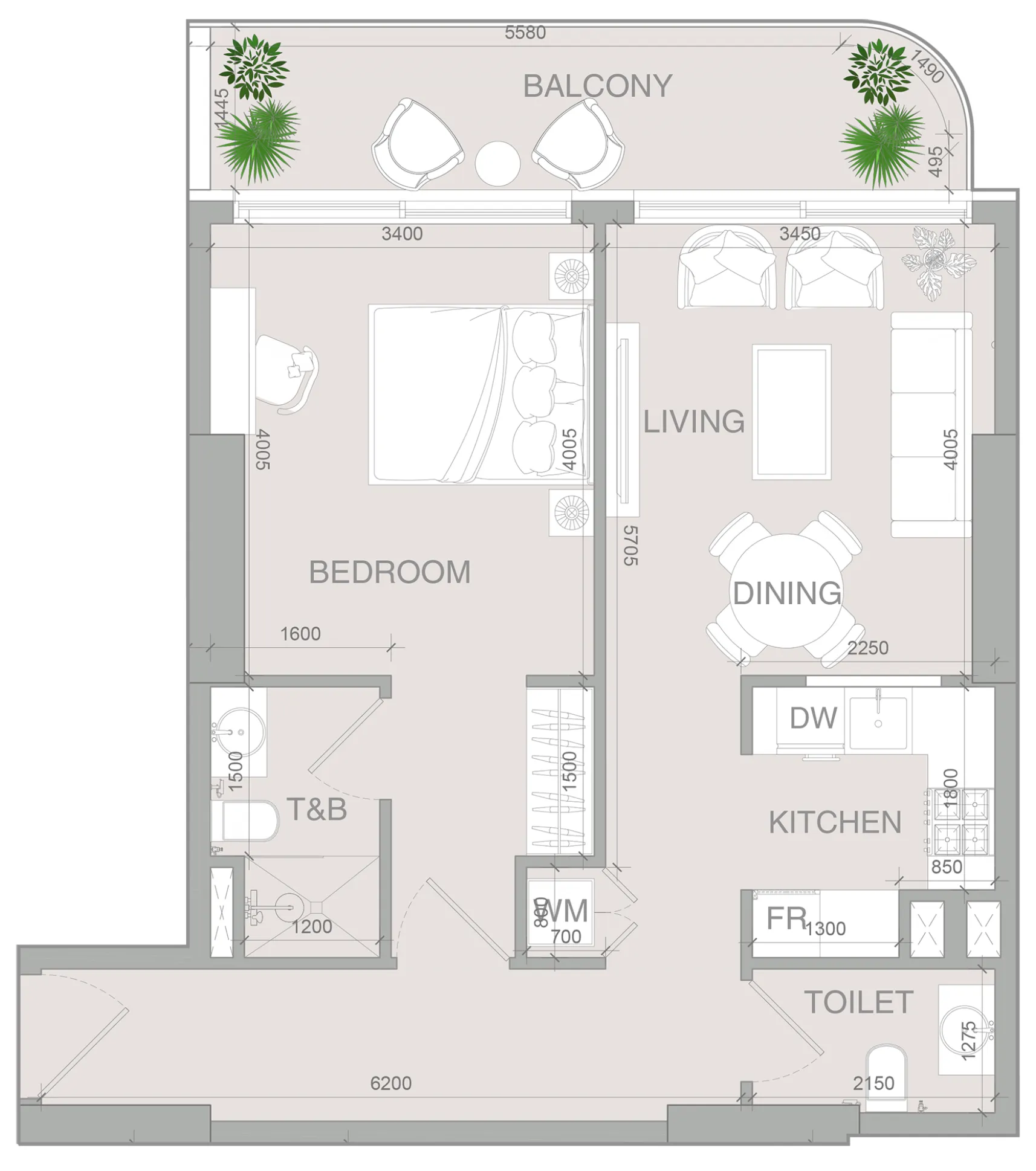 1 bedroom layout