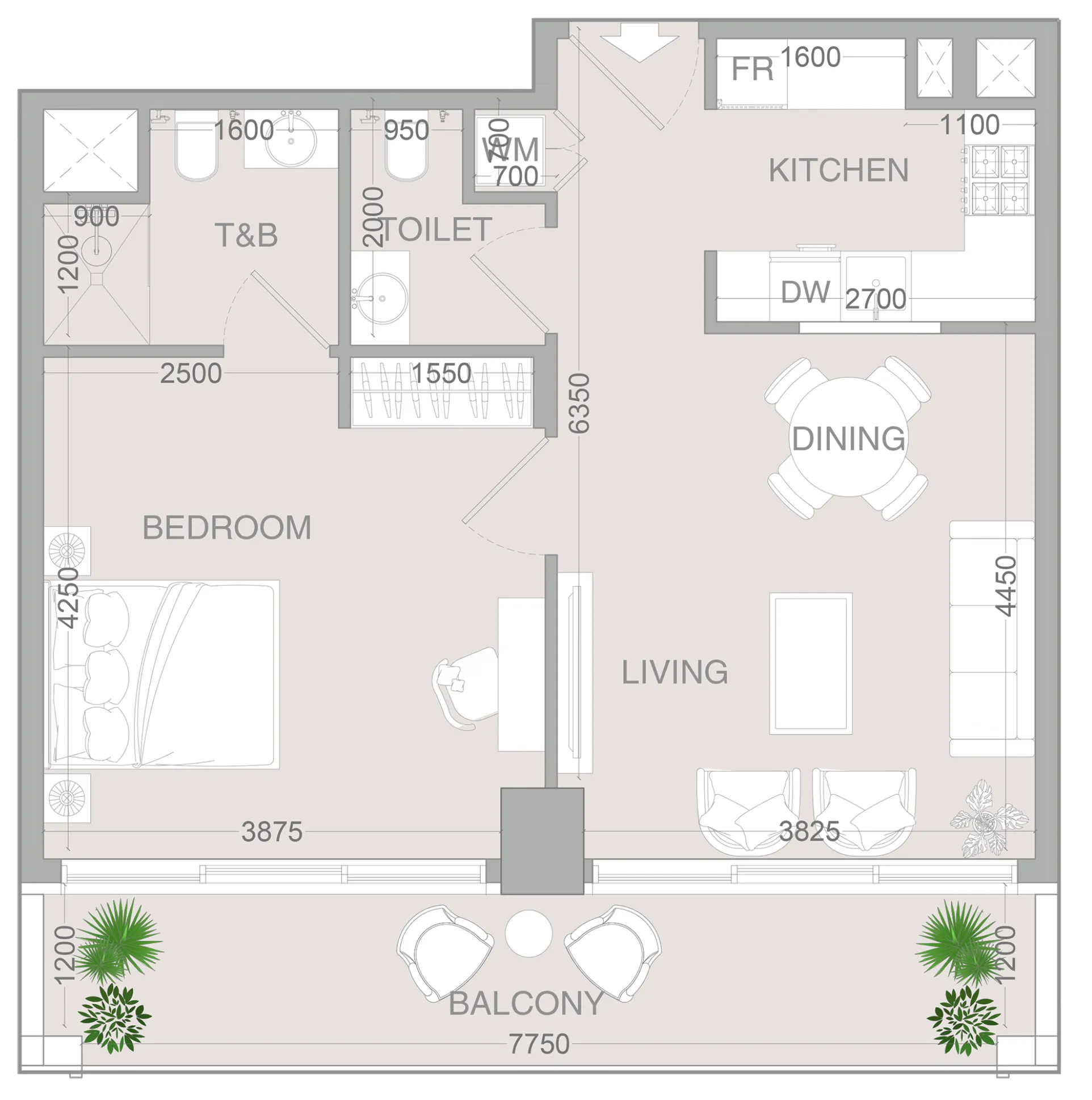 1 bedroom layout