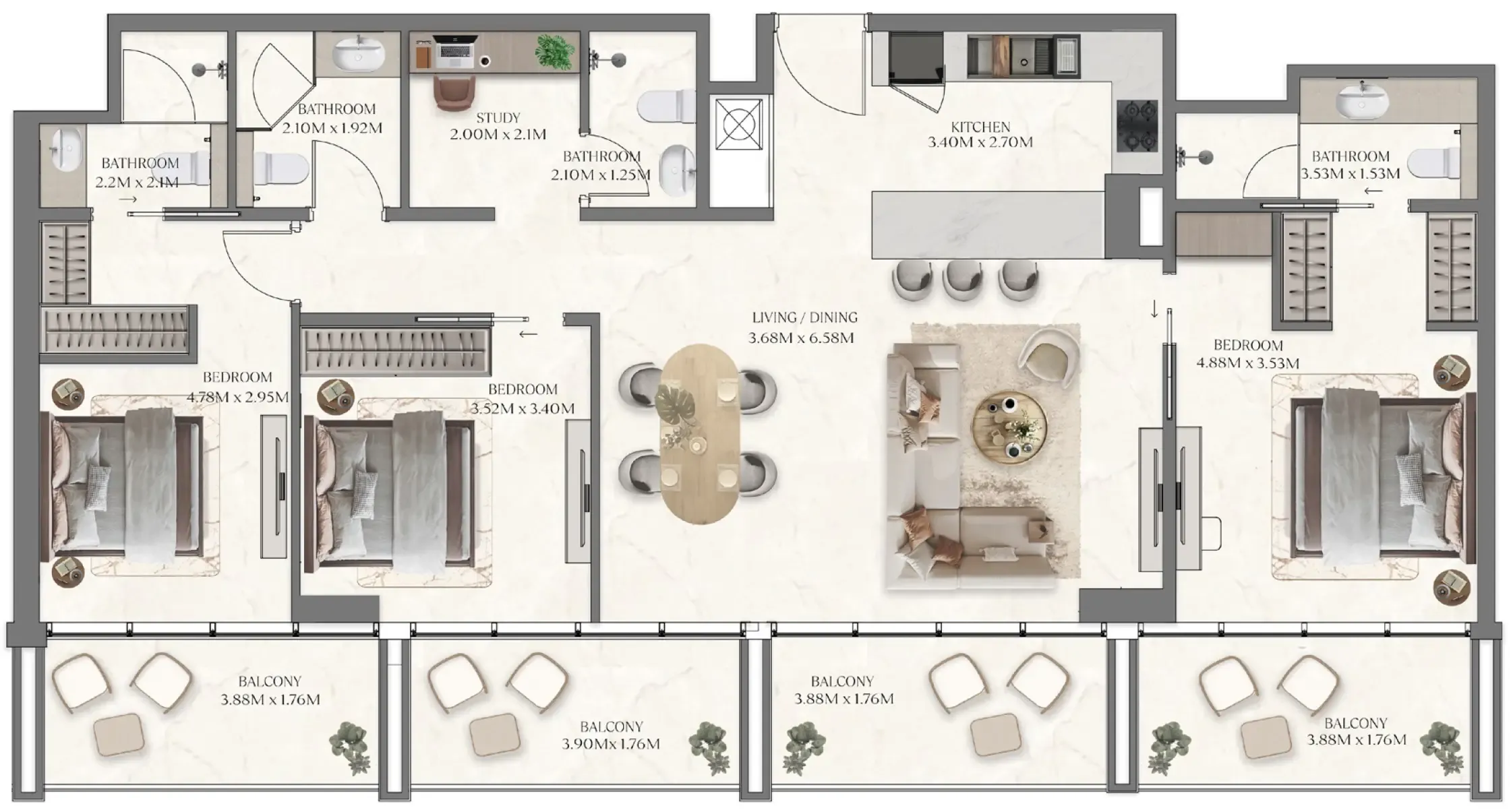 3 bedroom layout