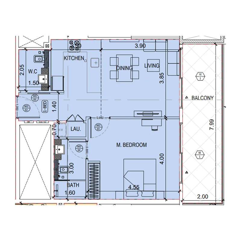 1 bedroom layout