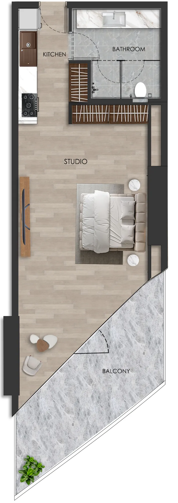 0 bedroom layout