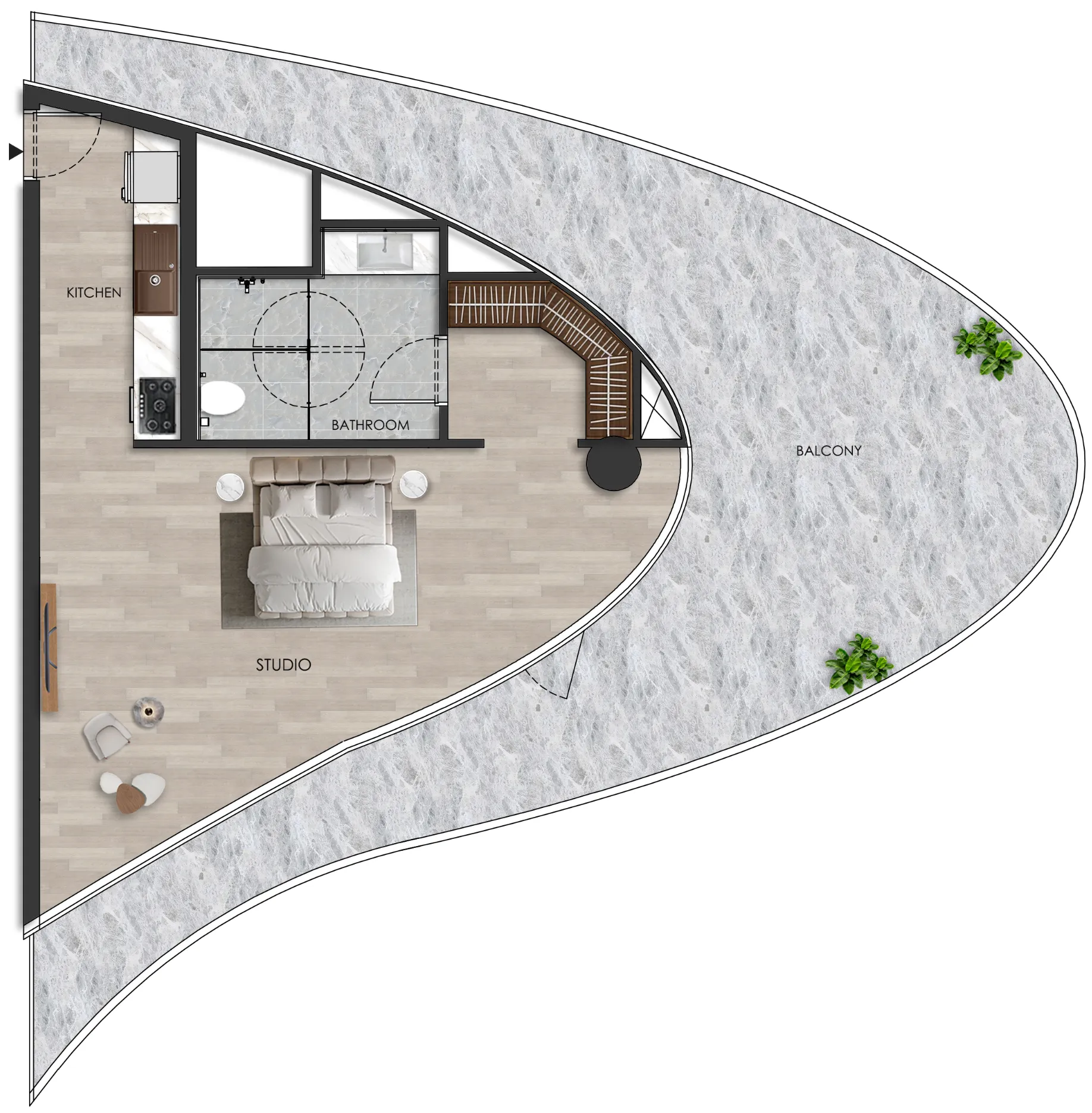 0 bedroom layout