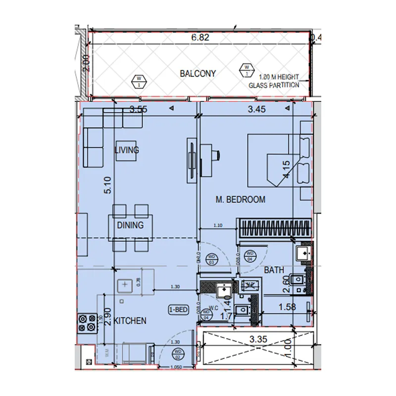 1 bedroom layout