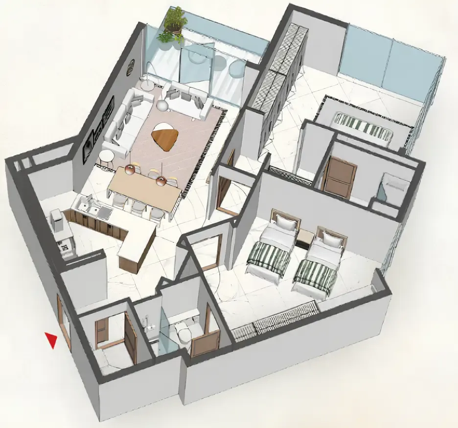 2 bedroom layout