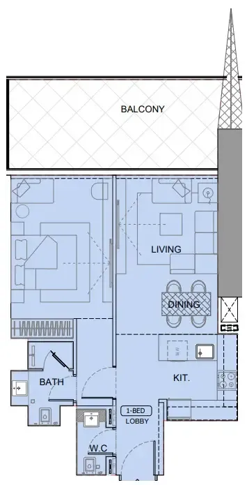 1 bedroom layout