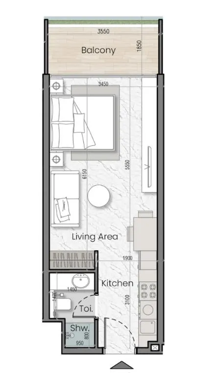 0 bedroom layout