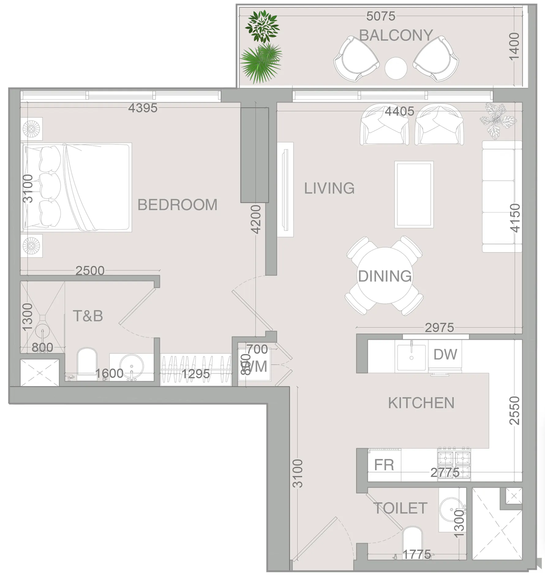1 bedroom layout