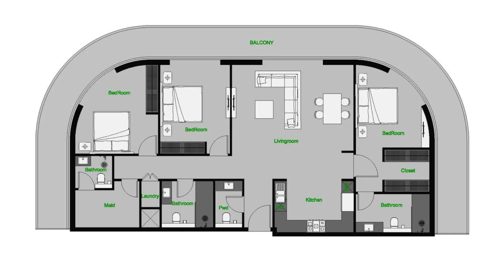 3 bedroom layout