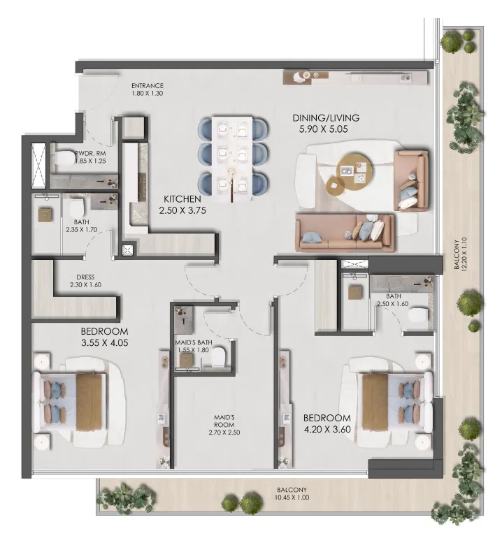 2 bedroom layout