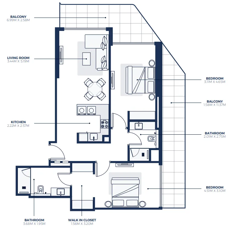 2 bedroom layout