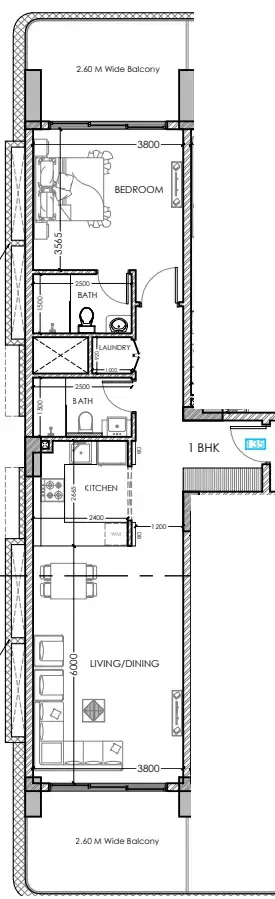 1 bedroom layout