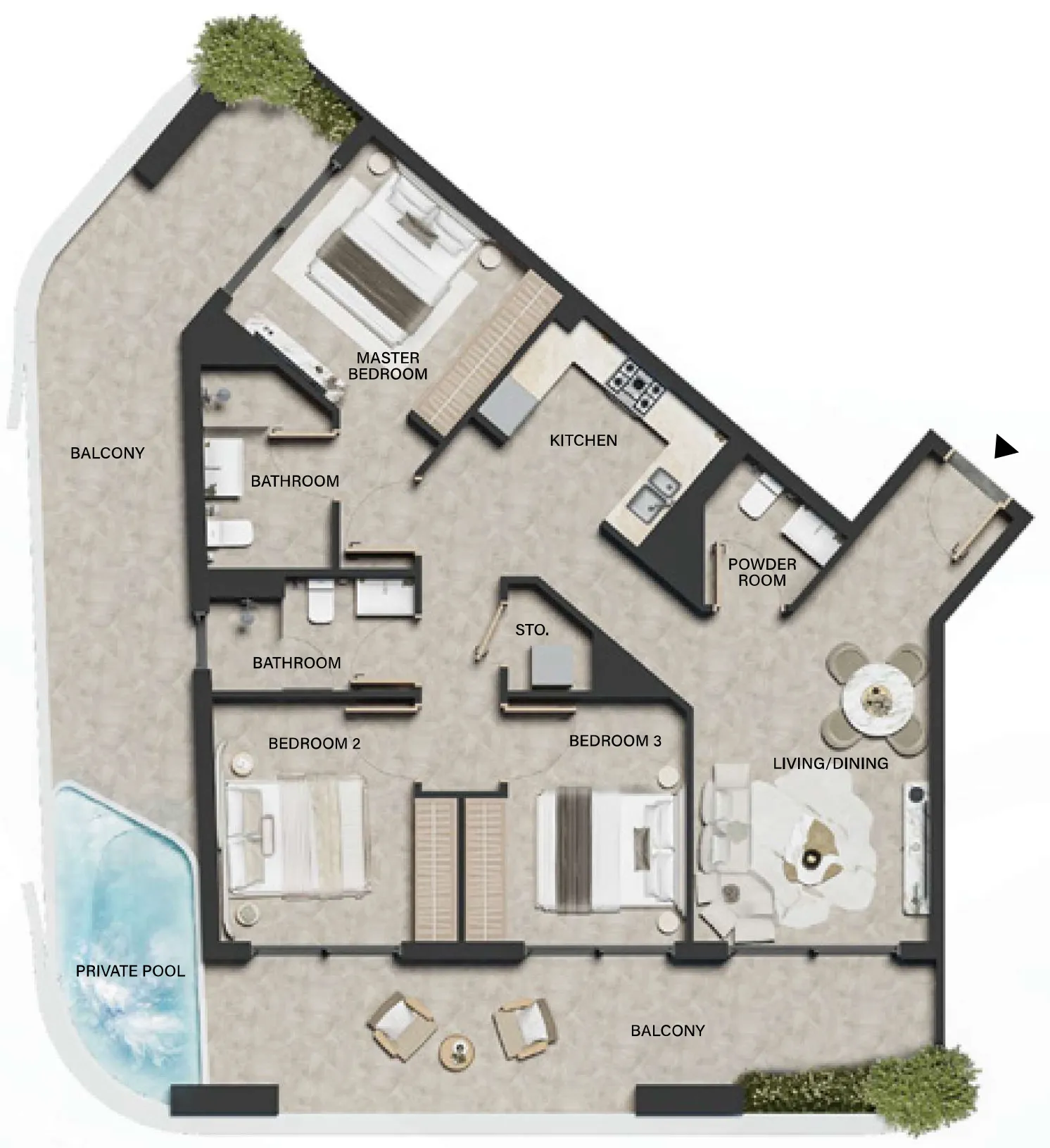 3 bedroom layout