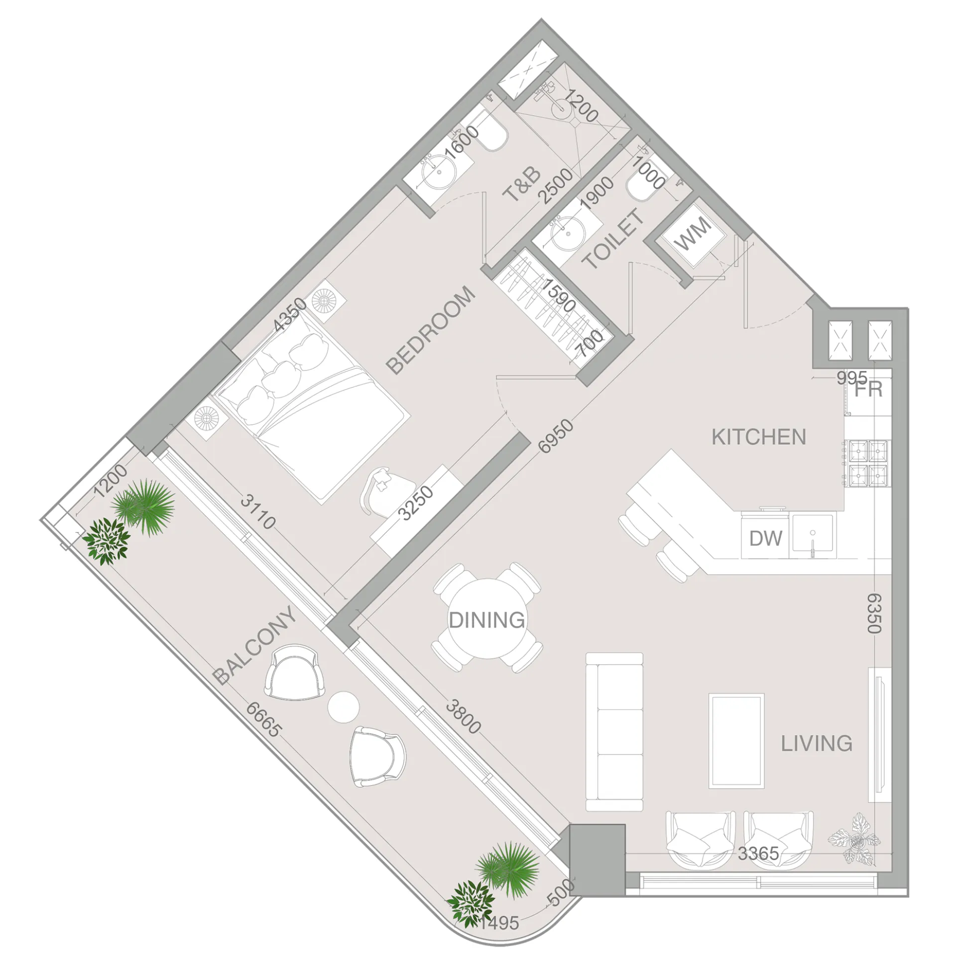 1 bedroom layout
