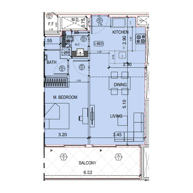 1 bedroom layout