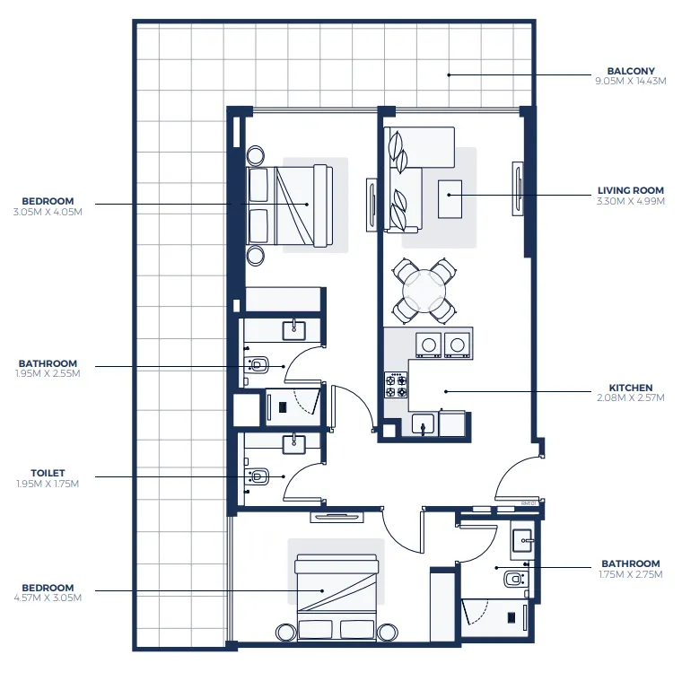 2 bedroom layout