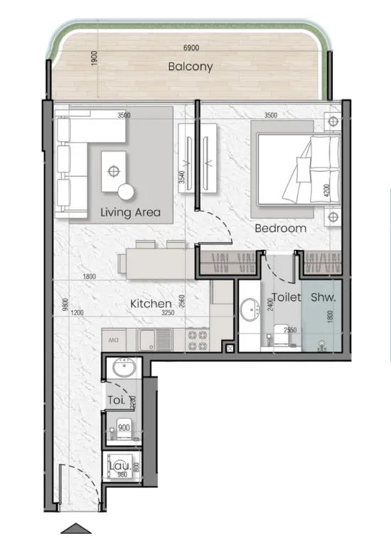 1 bedroom layout