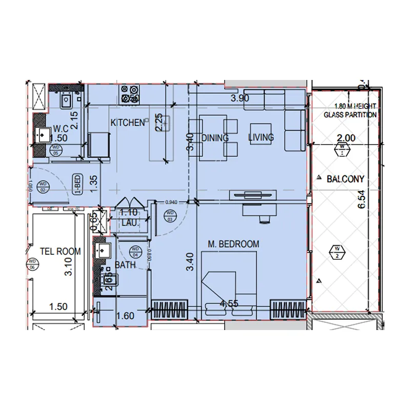 1 bedroom layout