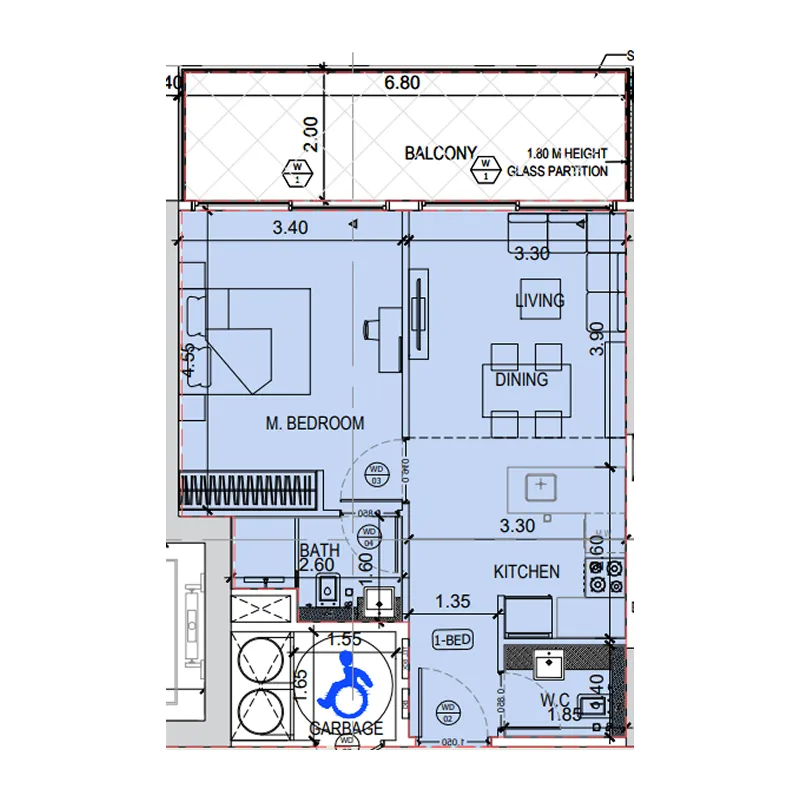 1 bedroom layout
