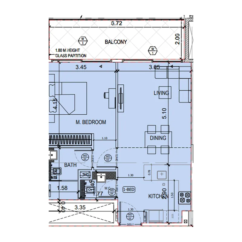 1 bedroom layout