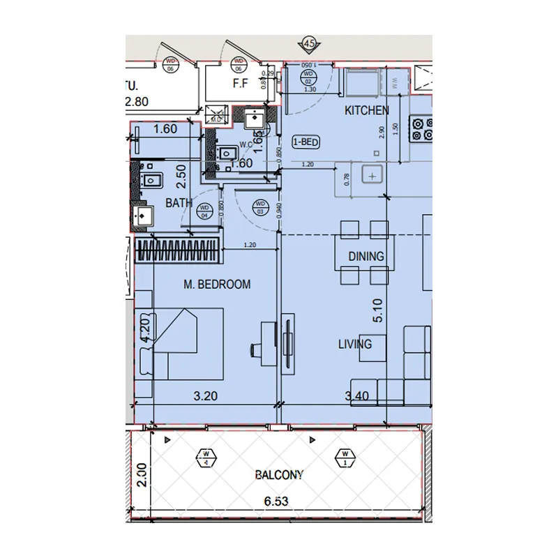 1 bedroom layout