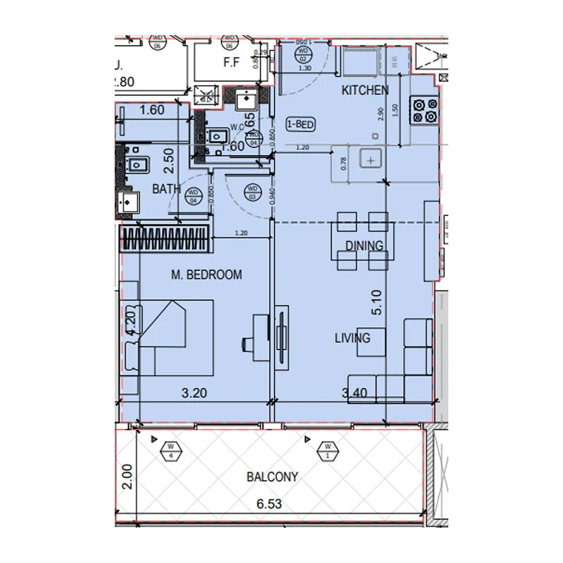 1 bedroom layout