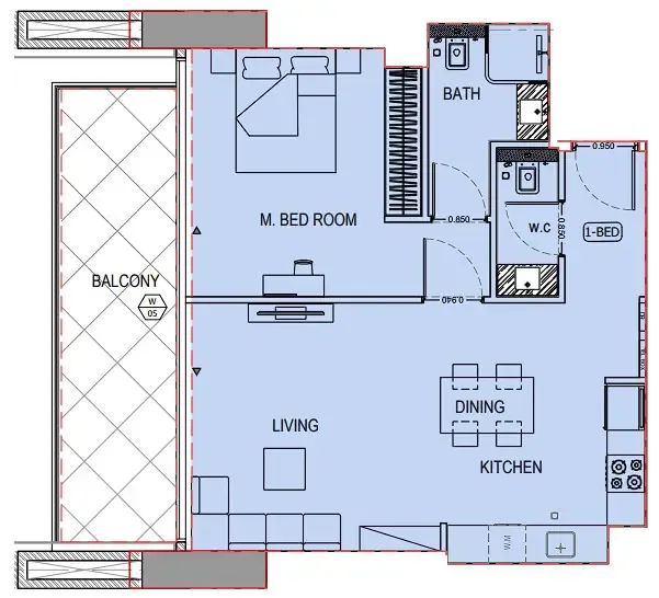 1 bedroom layout