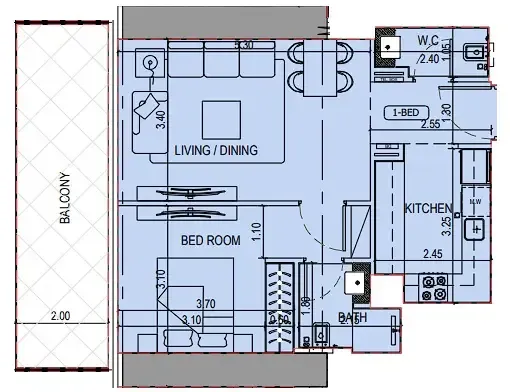 1 bedroom layout