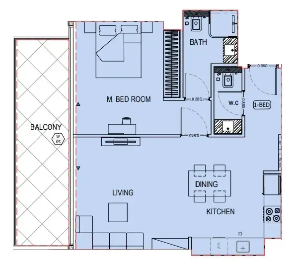 1 bedroom layout