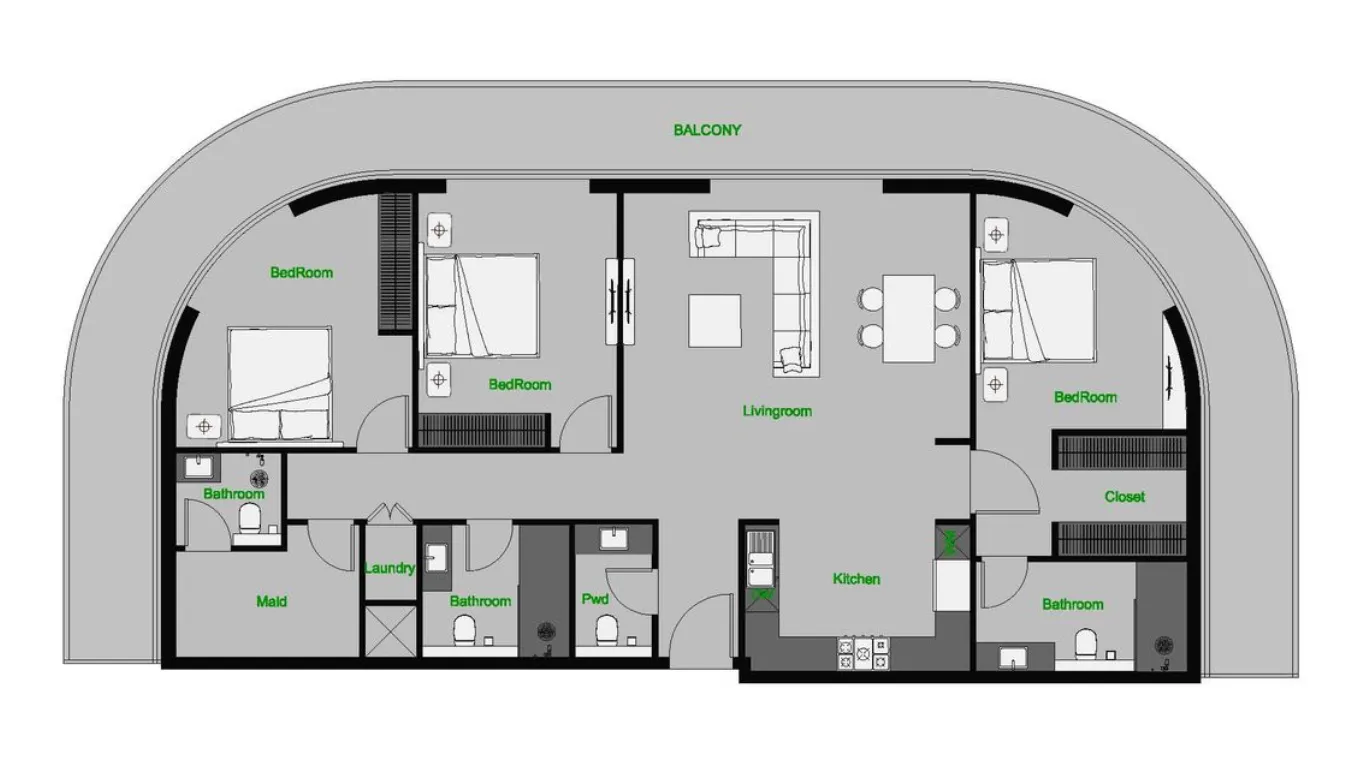 3 bedroom layout