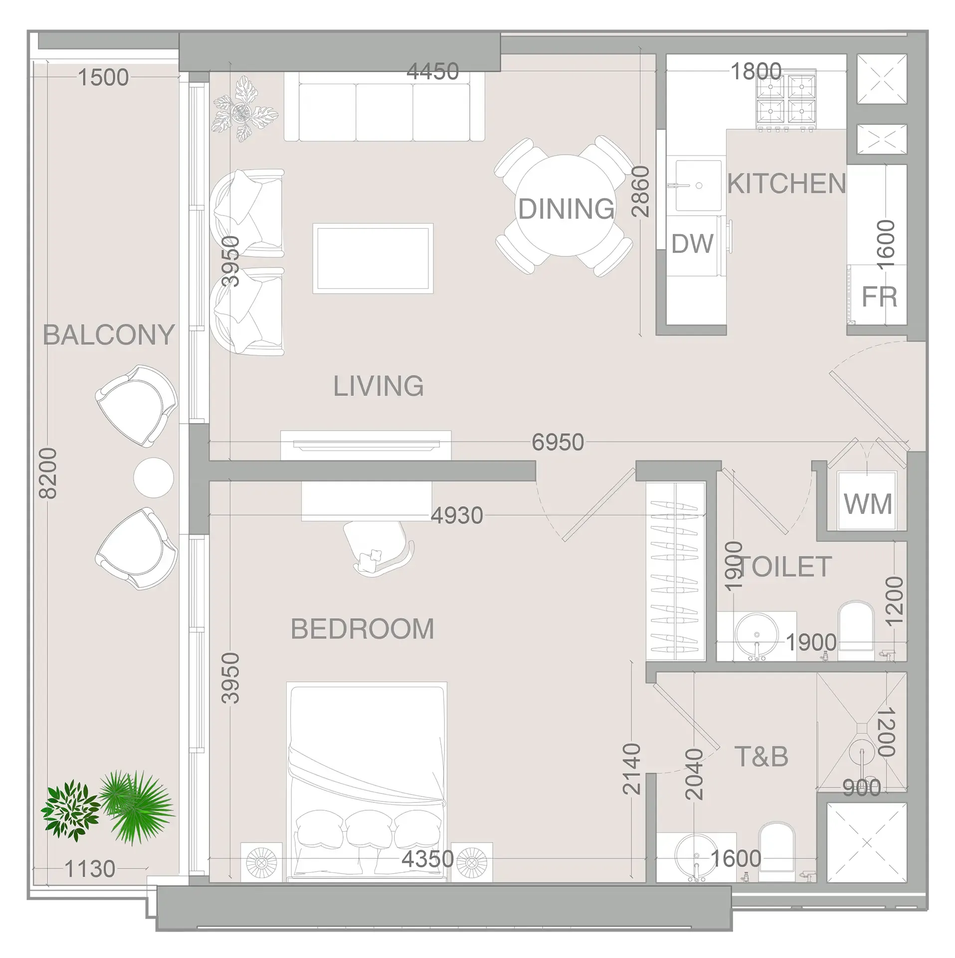 1 bedroom layout