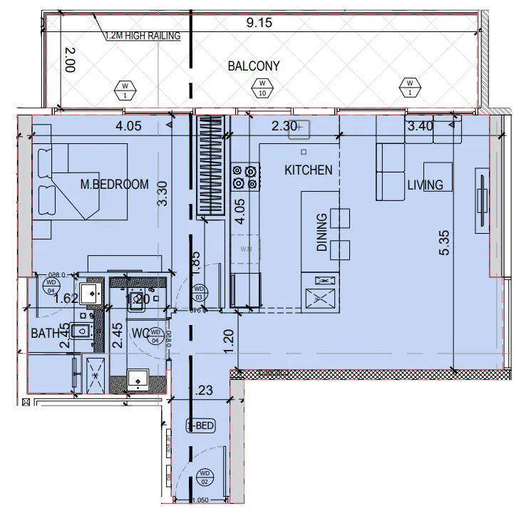 1 bedroom layout