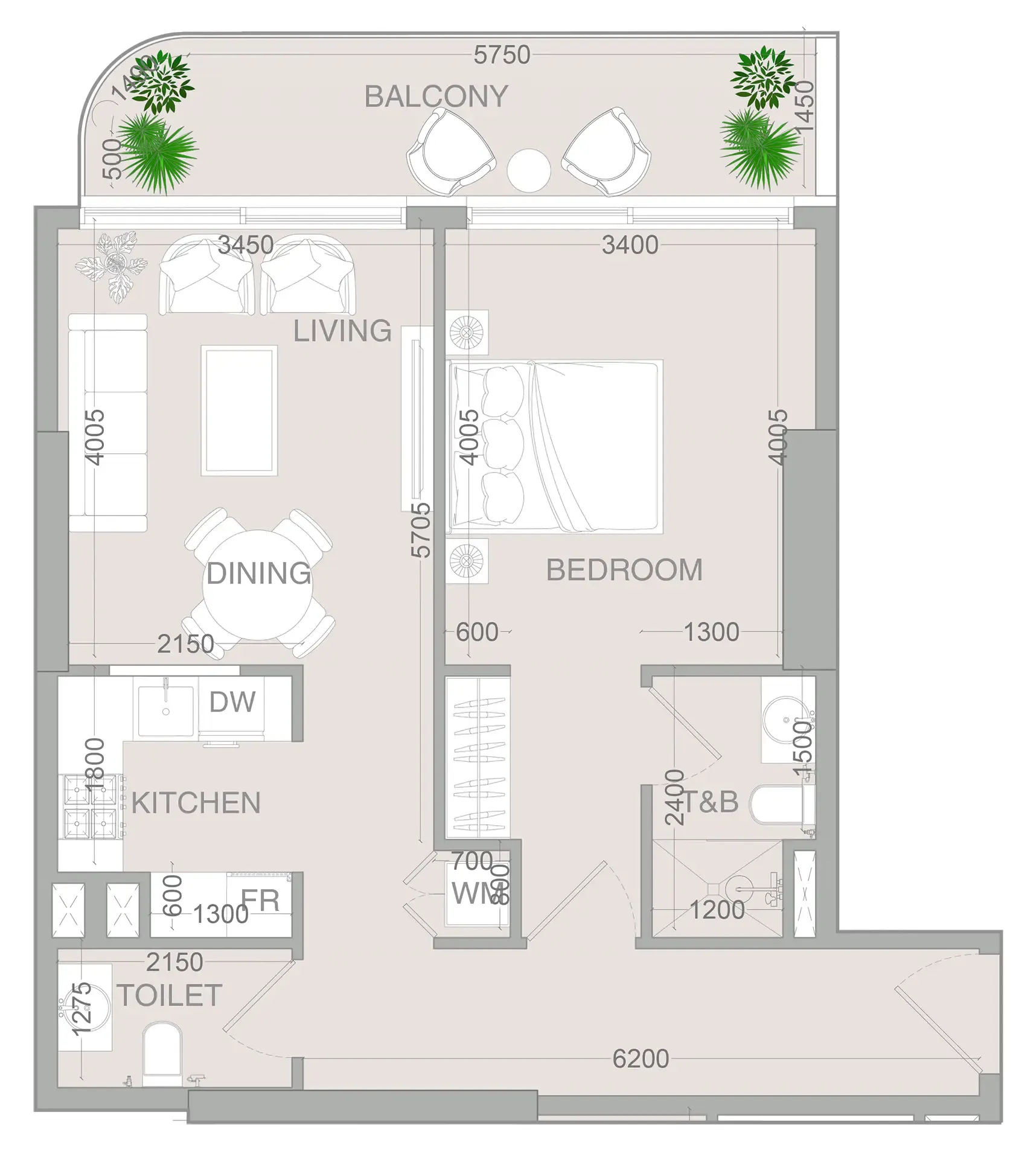 1 bedroom layout