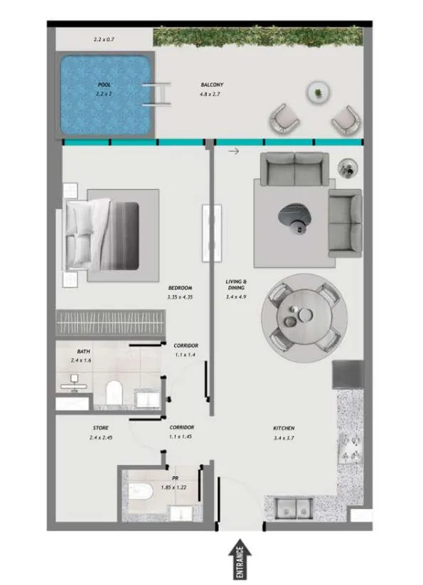 1 bedroom layout