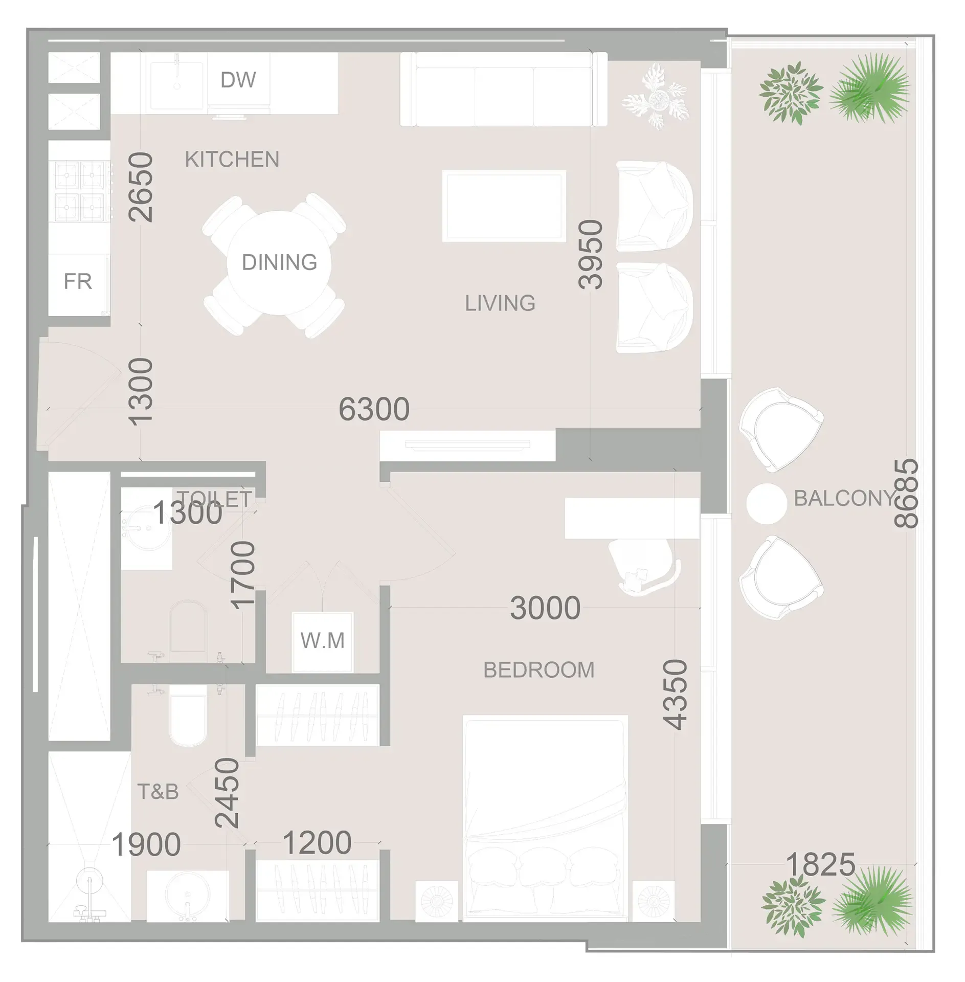 1 bedroom layout
