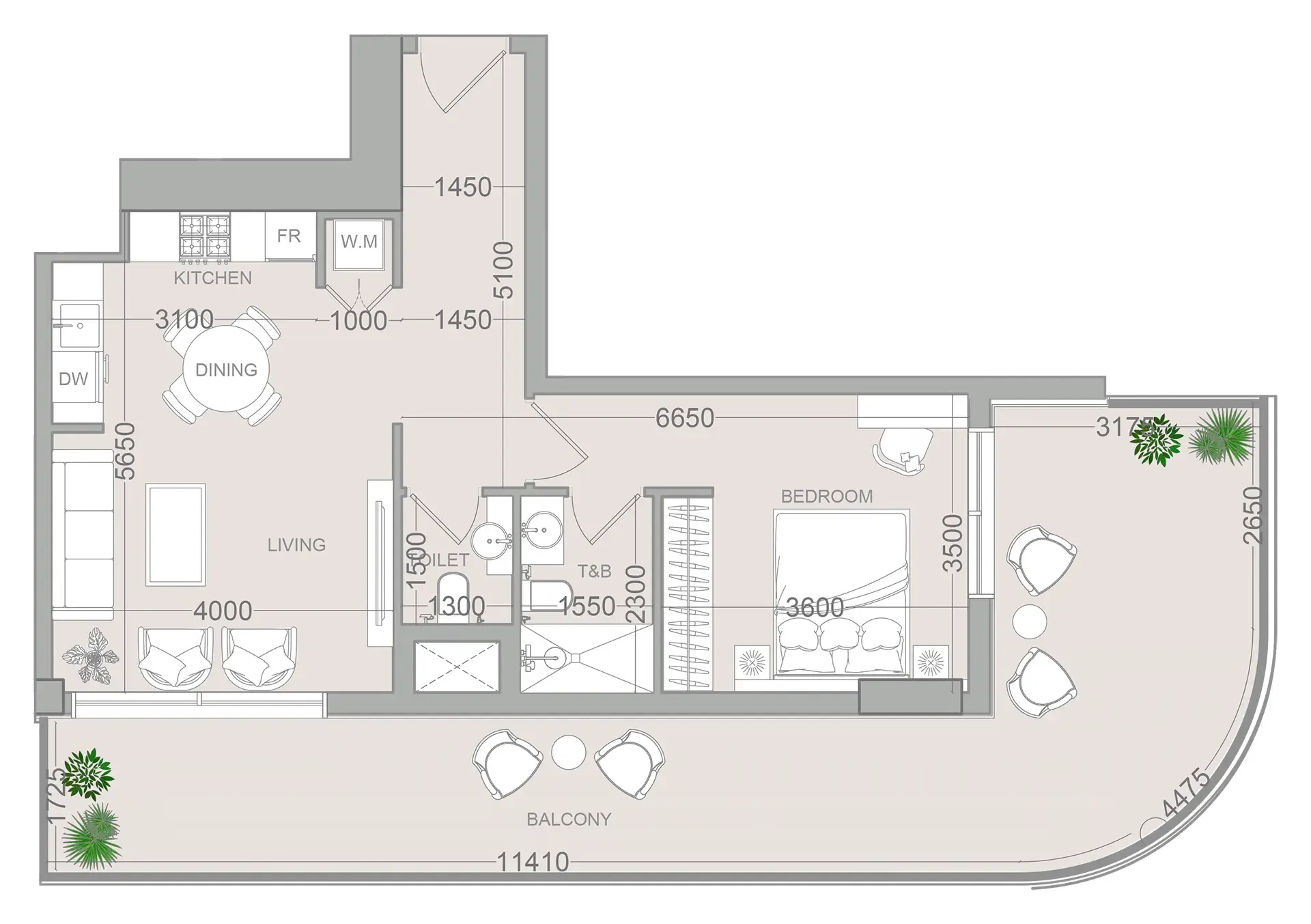 1 bedroom layout