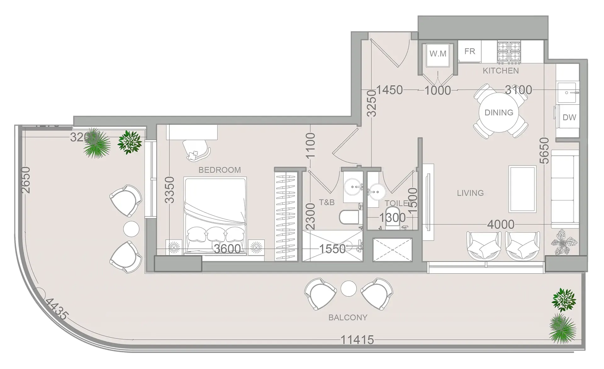 1 bedroom layout